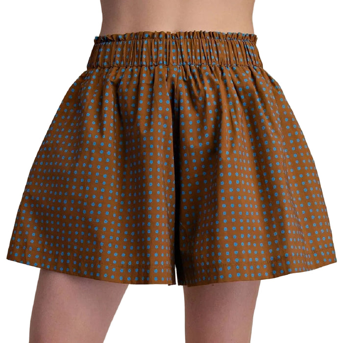 Pleated Brown Dot Shorts