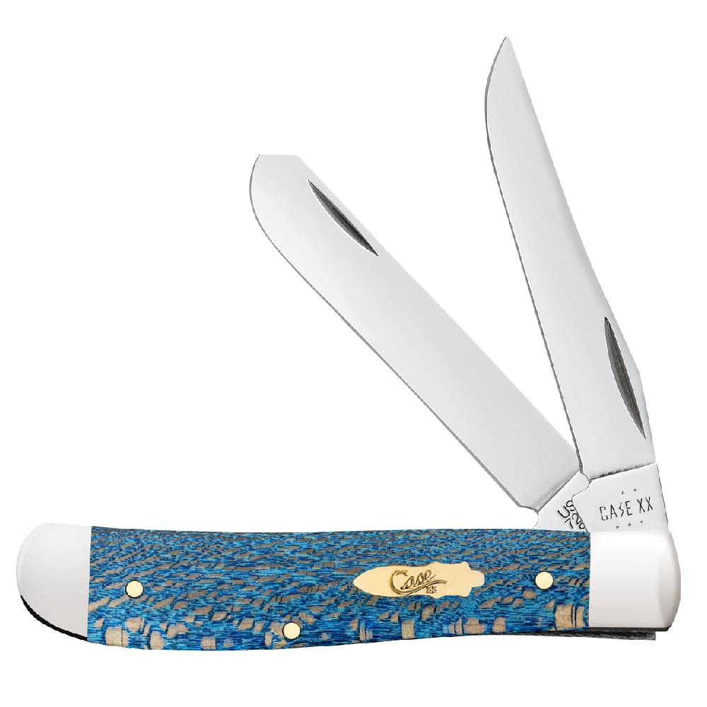 Case Mini Trapper - Smooth Blue Sycamore Wood Knives - Knives W.R. Case