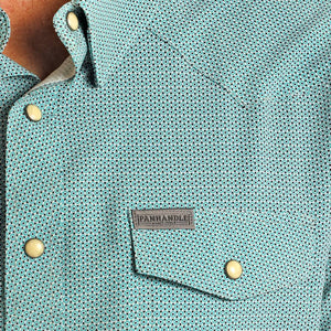 Panhandle Men's Turquoise Geo Print Shirt MEN - Clothing - Shirts - Short Sleeve Shirts Panhandle   