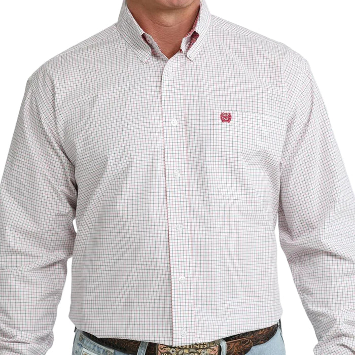 Cinch Men's Plaid White Button Down Shirt