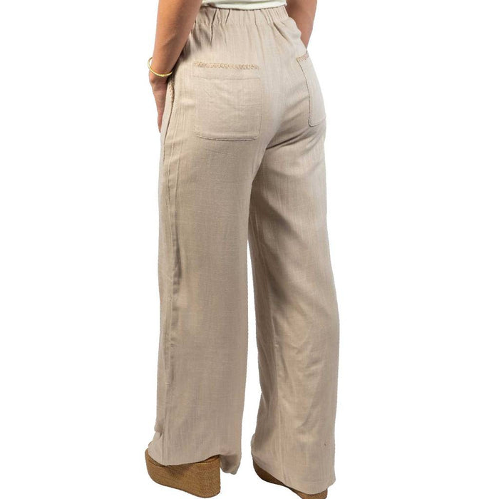 Natural Linen Whip Stitch Wide Leg Pant WOMEN - Clothing - Pants & Leggings Rhythm