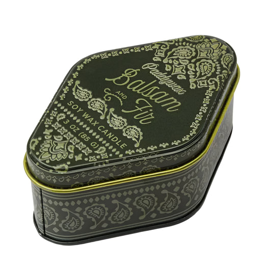 Paddywax Station Green Printed Bandana Tin - 3.5 oz Balsam & Fir - FINAL SALE HOME & GIFTS - Home Decor - Candles + Diffusers Paddywax