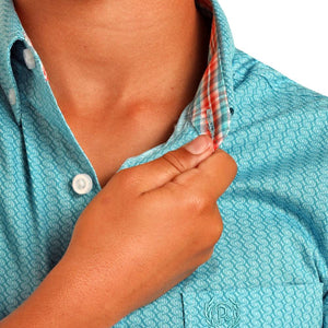 Panhandle Boy's Turquoise Button Down Shirt KIDS - Boys - Clothing - Shirts - Short Sleeve Shirts Panhandle   