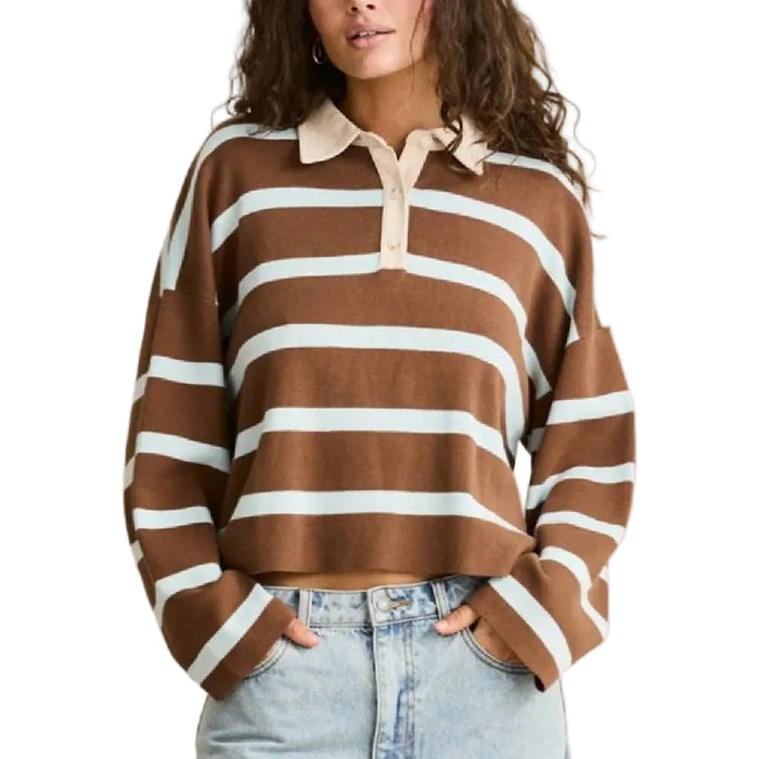 Rugby Polo Brown Knit Sweater WOMEN - Clothing - Sweaters & Cardigans Rhythm