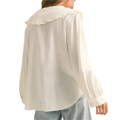 Peter Pan Collar Button Down Shirt WOMEN - Clothing - Tops - Long Sleeved So Me