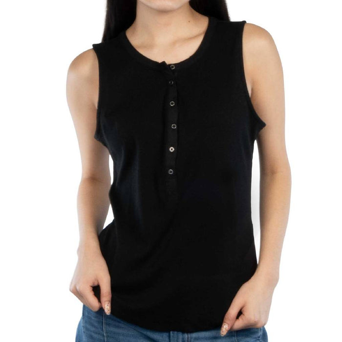 Flag & Anthem Women's Denning Henley Tank Top - Black WOMEN - Clothing - Tops - Sleeveless Flag And Anthem