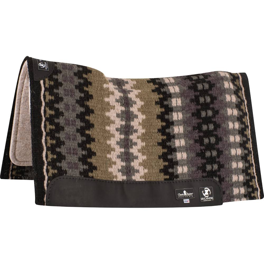 Classic Equine Zone Wool Top Pad 34" x 38" Tack - Saddle Pads Classic Equine Black/Cashmere 3/4"