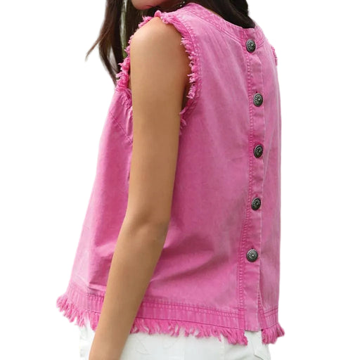 Cruel Denim Women's Raw Hem Pink Tank WOMEN - Clothing - Tops - Sleeveless Cruel Denim