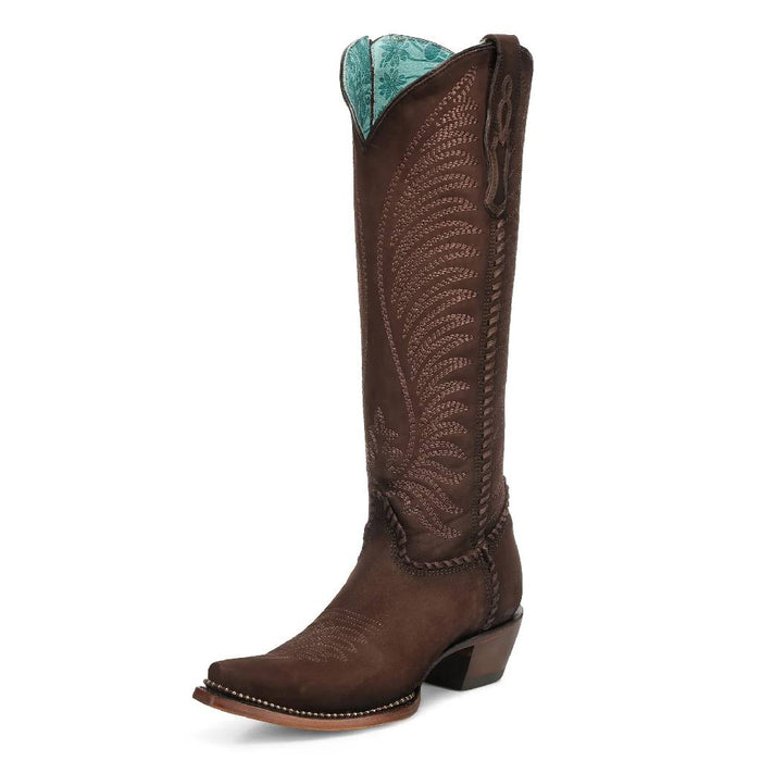 Corral Women's Embroidered Metallic Welt Tall Brown Western Boots