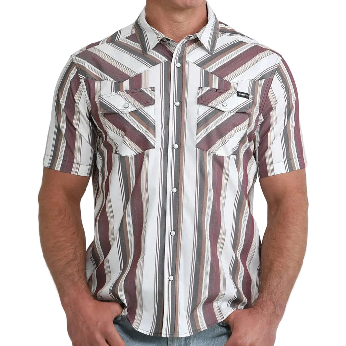Cinch Men's Stripe Camp White Shirt