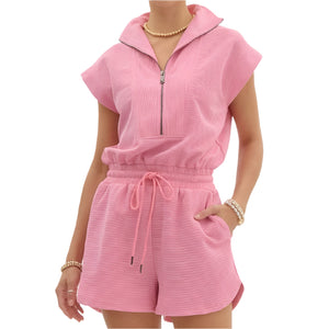 Knit Short Sleeve Romper WOMEN - Clothing - Jumpsuits & Rompers Entro