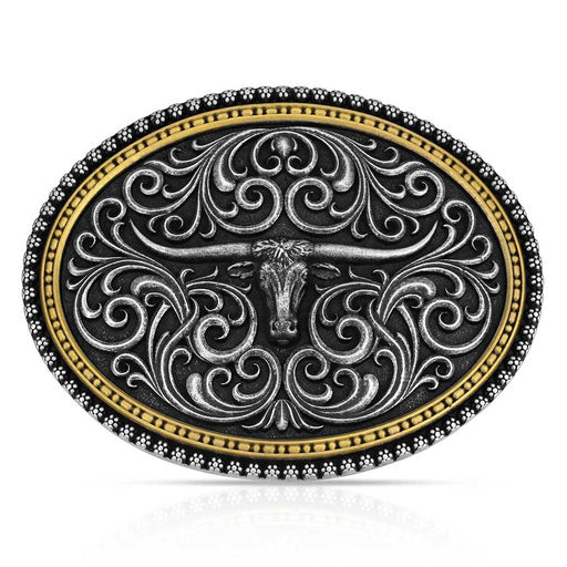 Montana Silversmiths Two Tone Stockyard Belt Buckle ACCESSORIES - Additional Accessories - Buckles Montana Silversmiths