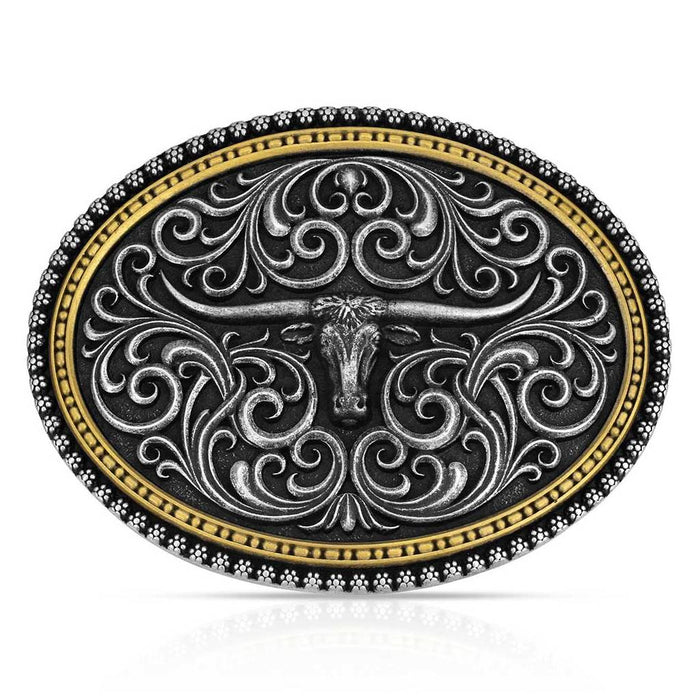 Montana Silversmiths Two Tone Stockyard Belt Buckle ACCESSORIES - Additional Accessories - Buckles Montana Silversmiths