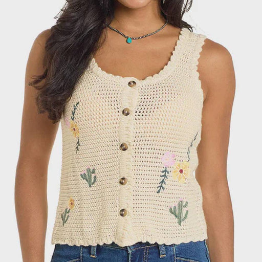 Rock & Roll Denim Women's Crochet Embroidery Tank Top WOMEN - Clothing - Tops - Sleeveless Panhandle