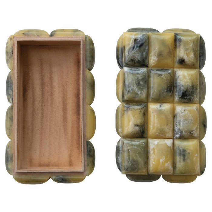 Marble Resin Yellow Studded Box HOME & GIFTS - Home Decor - Decorative Accents Creative Co-Op