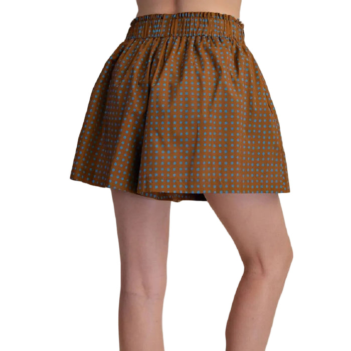 Pleated Brown Dot Shorts