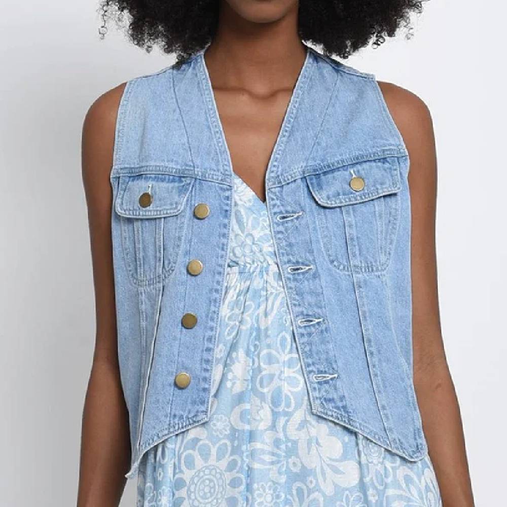 Fitted Sleeveless Denim Jacket WOMEN - Clothing - Tops - Sleeveless Molly Bracken