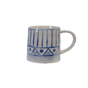 Stoneware Mug with Tile Pattern - 14 oz Home & Gifts - Tabletop + Kitchen - Drinkware + Glassware Creative Co-Op C