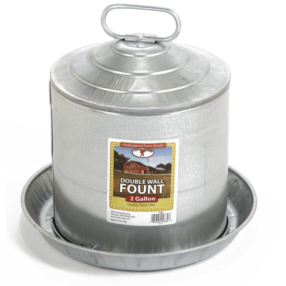 Little Giant Double Wall Poultry Fount Galvanized Pets - Feeding & Watering Little Giant 2 Gallon  