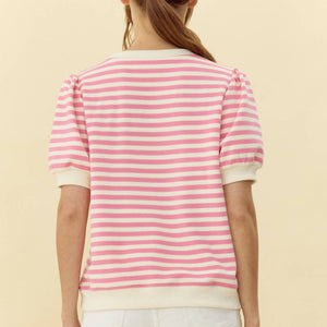 Striped Puff Sleeve Top WOMEN - Clothing - Tops - Short Sleeved Jodifl   