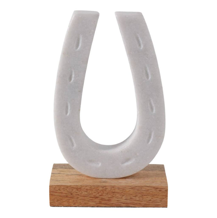Sagebrook Home Marble Horseshoe on Wood Base HOME & GIFTS - Home Decor - Decorative Accents Sagebrook Home