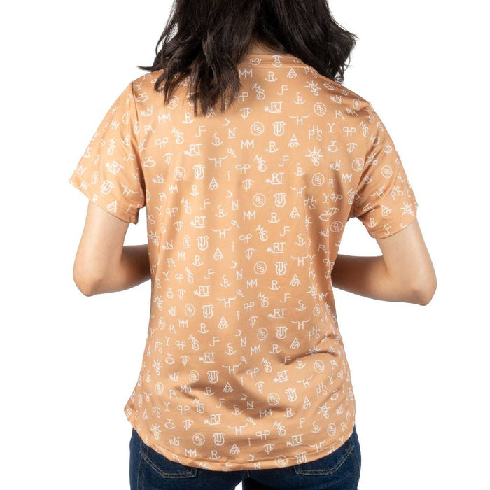 Panhandle Slim Women's Cattle Brand Printed Performance Mustard Tee WOMEN - Clothing - Tops - Short Sleeved Panhandle