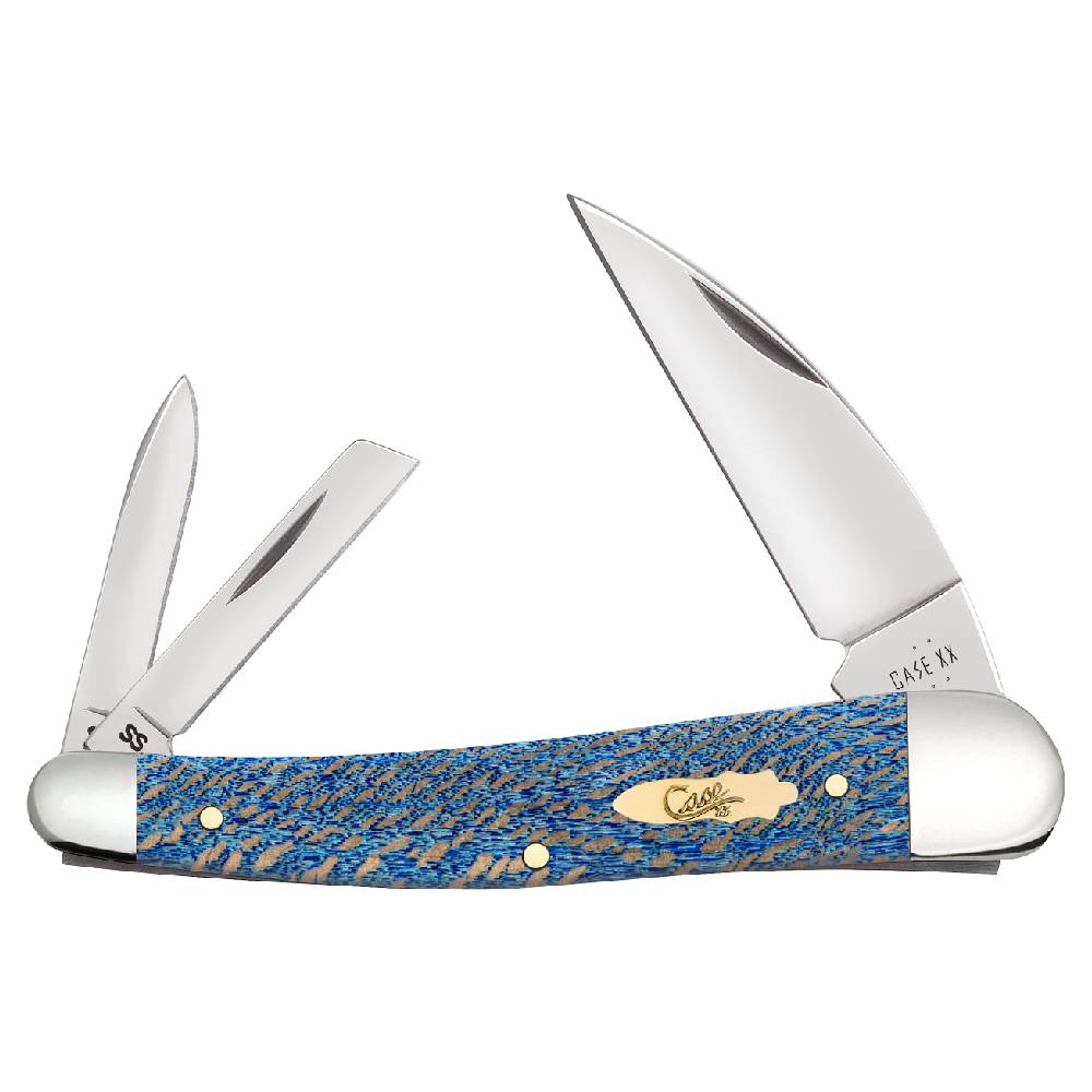 Case Seahorse Whittler - Smooth Blue Sycamore Wood Knives W.R. Case