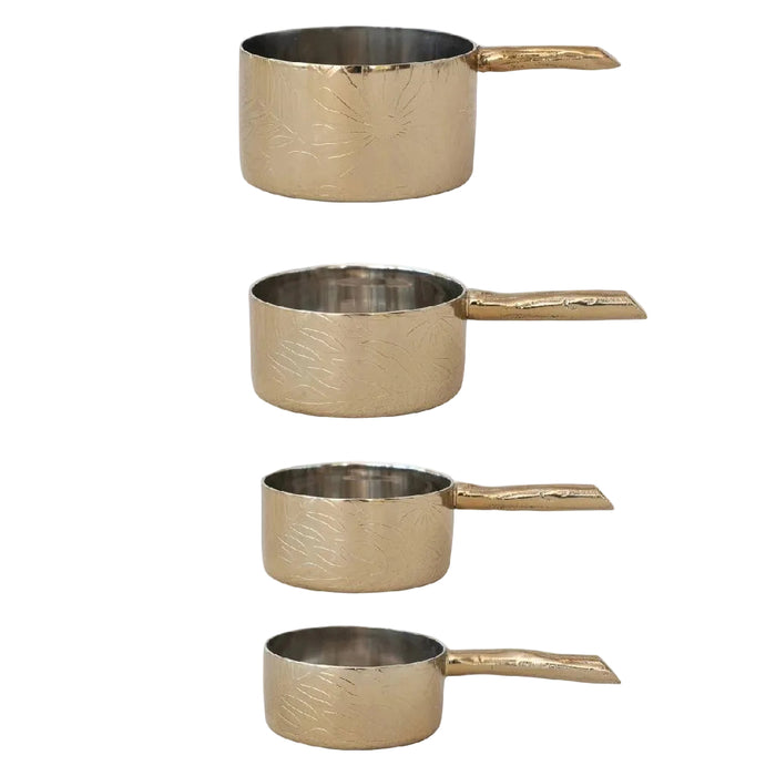 Stainless Steel Brass Measuring Cups - Set of 4 HOME & GIFTS - Tabletop + Kitchen - Kitchen Accessories Creative Co-Op