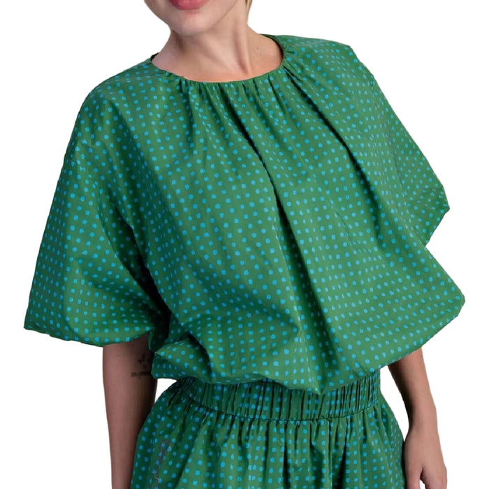 Bubble Kelly Green Dot Crop Top