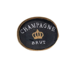 Enameled Metal Tray With Gold Edge Home & Gifts - Home Decor - Decorative Accents Creative Co-Op Brut Champagne Black