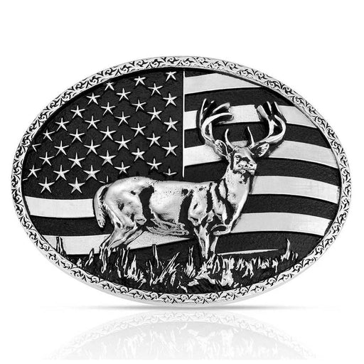 Montana Silversmiths Hunter Stars & Stripes Belt Buckle ACCESSORIES - Additional Accessories - Buckles Montana Silversmiths