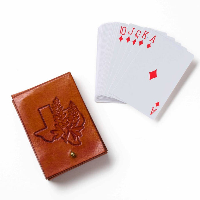 Texas Bluebonnet Leather Playing Cards