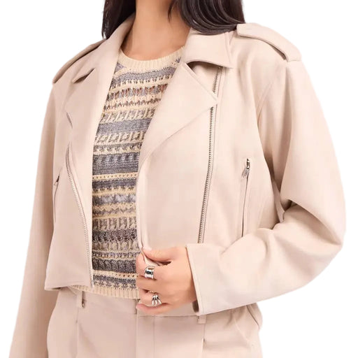 Sadie & Sage Tuscany Faux Beige Suede Moto Jacket WOMEN - Clothing - Outerwear - Jackets Sadie & Sage