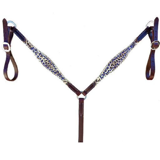 Teskey's Chocolate Cheetah Breast Collar w/Buckstitch Tack - Breast Collars Teskey's