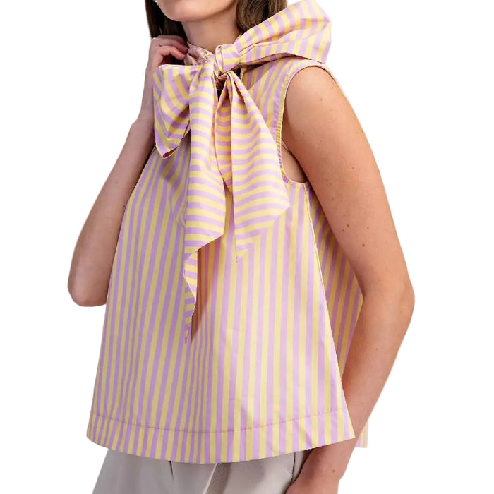 Neck Tie Lavender Stripe Top