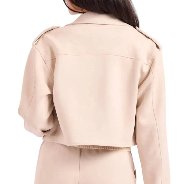 Sadie & Sage Tuscany Faux Beige Suede Moto Jacket