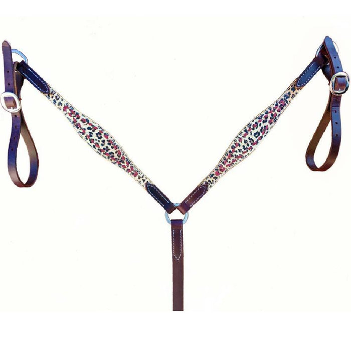 Teskey's Chocolate Cheetah Breast Collar w/Buckstitch Tack - Breast Collars Teskey's