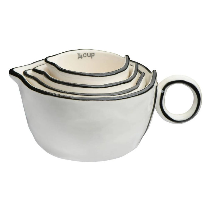 Set of 4 Stoneware Measuring Cups HOME & GIFTS - Tabletop + Kitchen - Serveware & Utensils Creative Co-Op