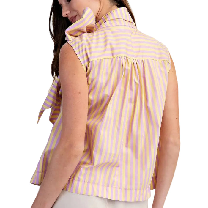 Neck Tie Lavender Stripe Top