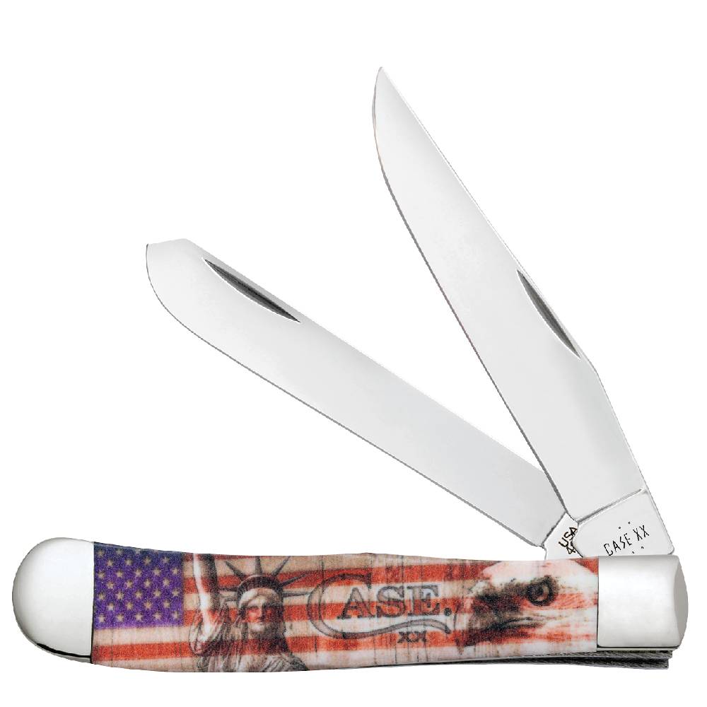 Case Patriotic CCI White Synthetic Trapper Knives W.R. Case