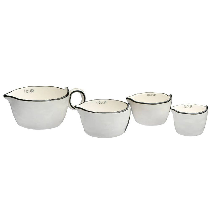 Set of 4 Stoneware Measuring Cups HOME & GIFTS - Tabletop + Kitchen - Serveware & Utensils Creative Co-Op