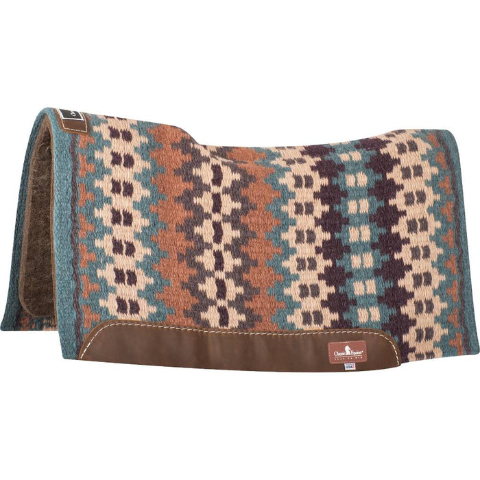 Classic Equine Contour Wool Top Alpaca Pad - 32"x34" Tack - Saddle Pads Classic Equine Teal/Slate