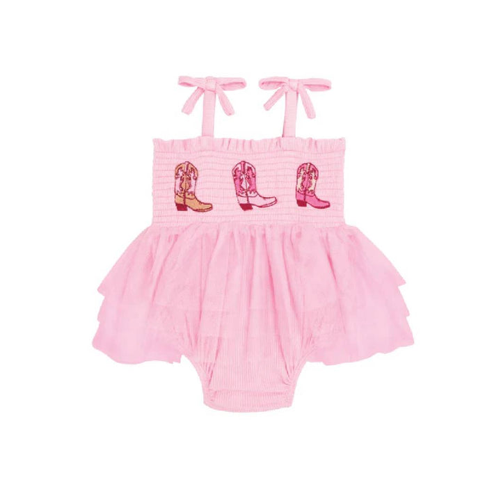 Mud Pie Pink Boots Tutu Crawler