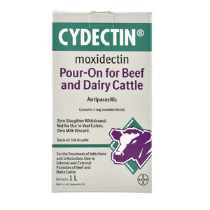 Elanco Cydectin (Moxidectin) Pour-on for Beef and Dairy Cattle Livestock - De-Wormer Elanco 1L  