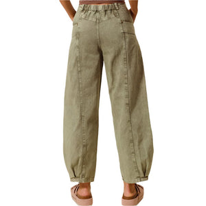 Mineral Washed Wide Barrel Leg Pant WOMEN - Clothing - Pants & Leggings So Me   