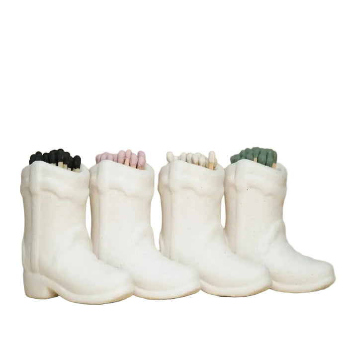 White Cowboy Boot Match Holder/White Matches