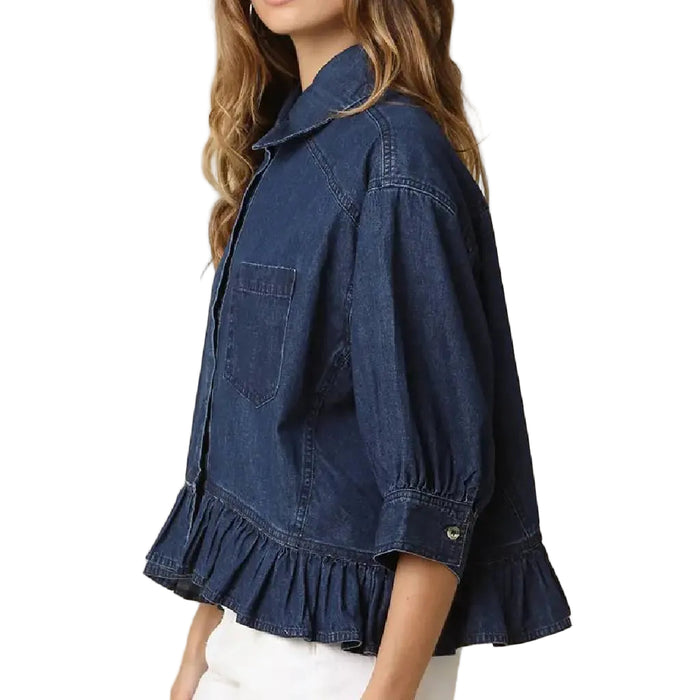 Ruffle Shirt Denim Jacket