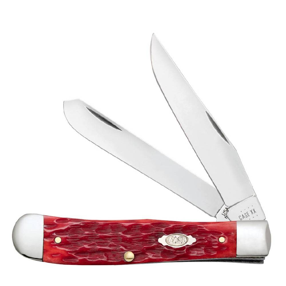 WR Case Dark Red Bone CS Trapper Peach Seed Jig w/Pocket Clip Knives - Knives W.R. Case   