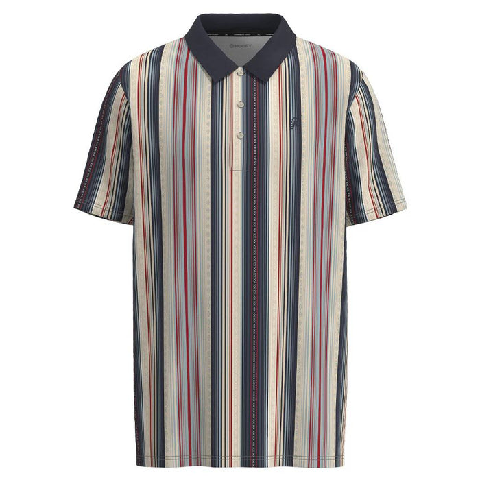 Hooey Men's Weekender Cream/Navy Striped Polo Shirt