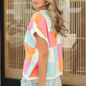 Checker Print Top WOMEN - Clothing - Outerwear - Vests BiBi Clothing   